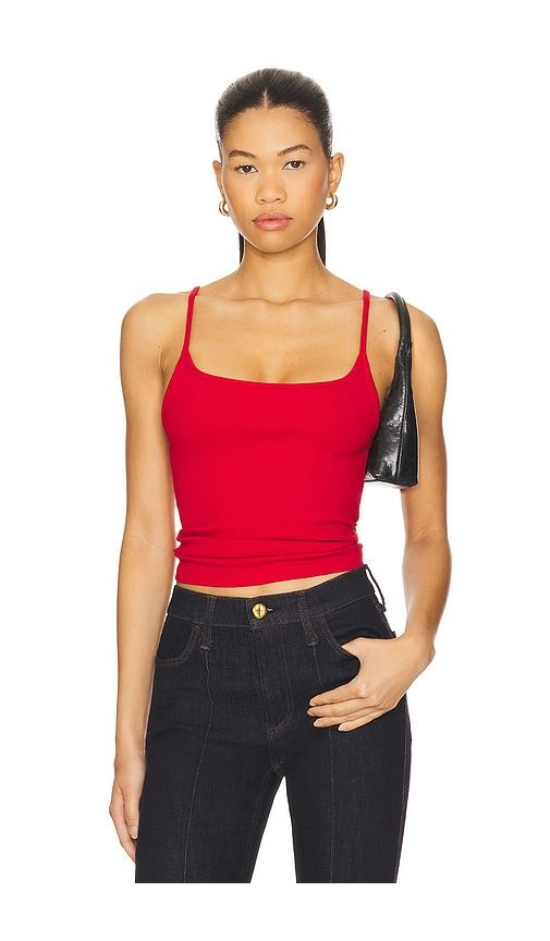 The Rib Spaghetti Tank in Red. - size M (also in S, XL, XS) - DONNI. - Modalova