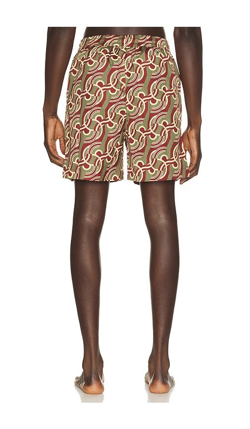 Chain Link Monogram Swimsuit in Khaki in Red. - size S (also in M, L, XL/1X, XXL/2X) - DrÃ´le De Monsieur - Modalova