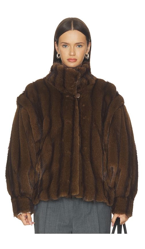 Katja Faux Fur Jacket in Brown. - size M (also in S) - Ducie - Modalova
