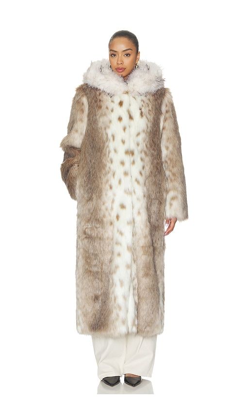 Dina Long Faux Fur Coat in Beige. - size S (also in XS, M) - Ducie - Modalova