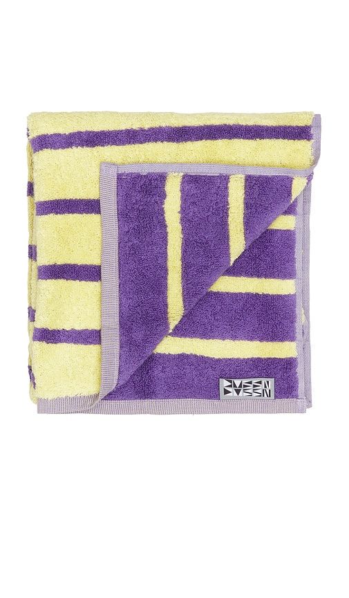 Bird Stripe Hand Towel in Yellow,Purple - Dusen Dusen - Modalova