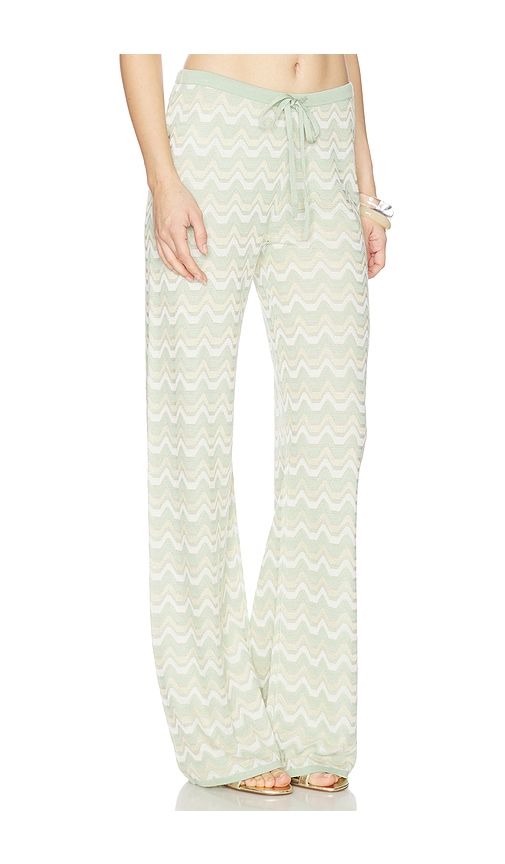 Flora Wide Leg Pant in Green,Gold. - size L (also in M, S) - DEVON WINDSOR - Modalova