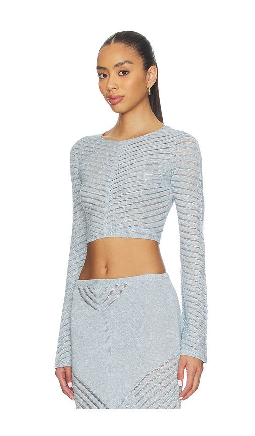 Raya Metallic Top in Baby Blue. - size L (also in M, S, XS) - DEVON WINDSOR - Modalova