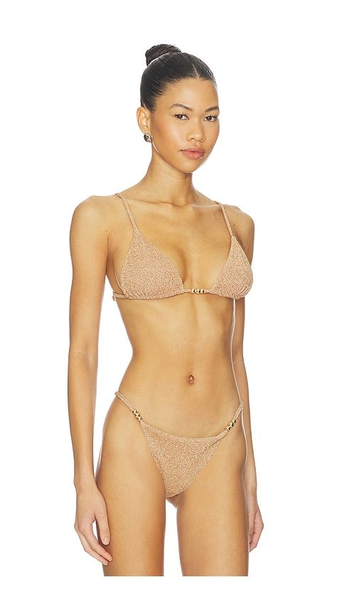 Zuri Bikini Top in Metallic Gold. - size L (also in S, XS) - DEVON WINDSOR - Modalova