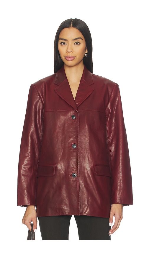 Aroa Leather Blazer Jacket in Burgundy. - size XS (also in XXS) - EAVES - Modalova