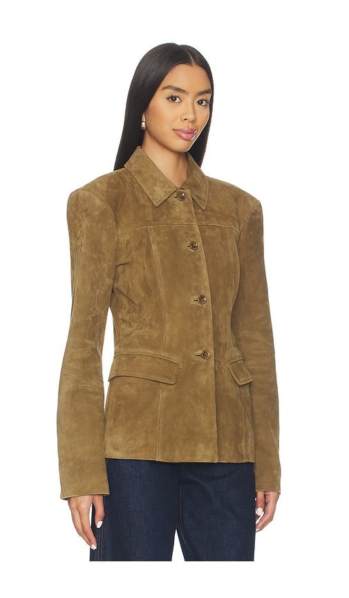 Aina Suede Cinched Jacket in Brown. - size L (also in S, XXS) - EAVES - Modalova