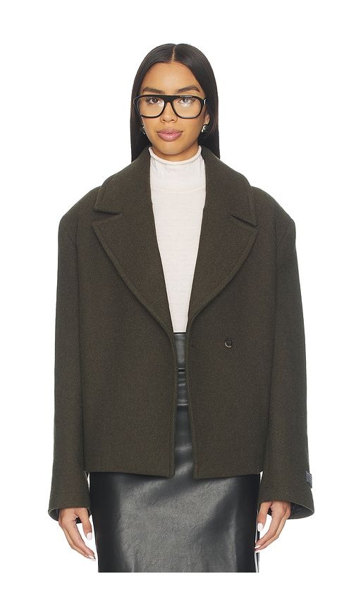Osk Manteco Wool Cropped Peacoat in Green. - size L (also in M, S, XL, XS, XXS) - EAVES - Modalova