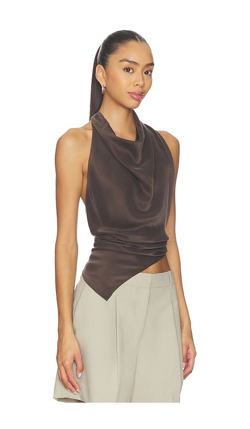 Frida Washed Silk Top in Chocolate. - size L (also in M, S, XL) - EAVES - Modalova