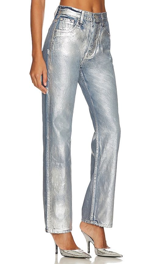 High Rise Straight Jeans in Metallic Silver. - size 23 (also in 26, 28, 29) - EB Denim - Modalova