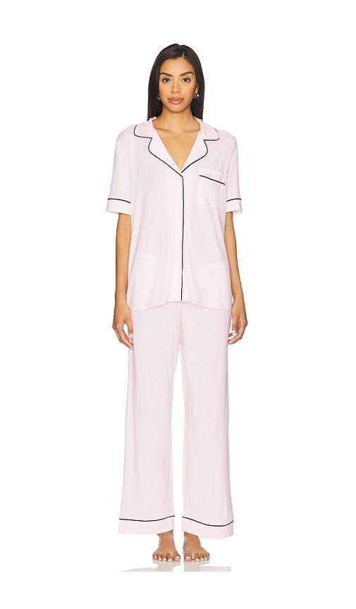Gisele Short Sleeve Long Pj Set in Blush. - size L (also in M, S, XL, XS) - eberjey - Modalova