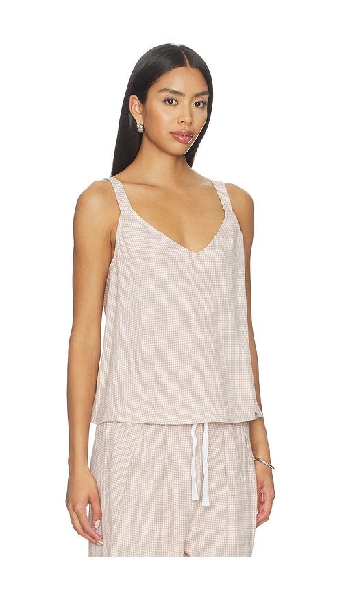 Linen Blend V Neck Cami Top in Taupe. - size L (also in M, S, XL, XS) - eberjey - Modalova