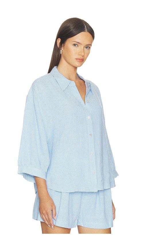 Linen Blend Relaxed Sleeve Top in Blue. - size L (also in M, S, XL, XS) - eberjey - Modalova