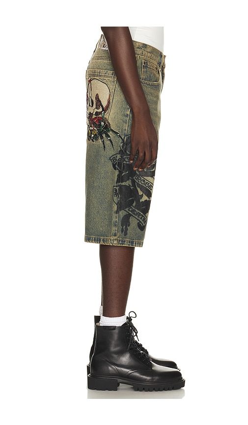 Spider Skulls Rhinestone Long Shorts in Blue. - size 30 (also in 32, 34, 36) - Ed Hardy - Modalova