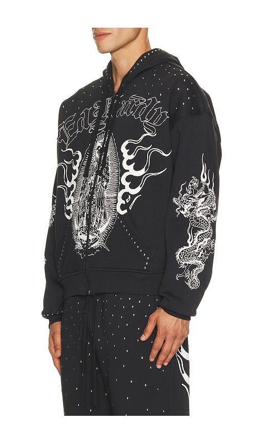 Mary Dragon Studded Boxy Zip Hoodie in . - size L (also in M, S, XL/1X) - Ed Hardy - Modalova
