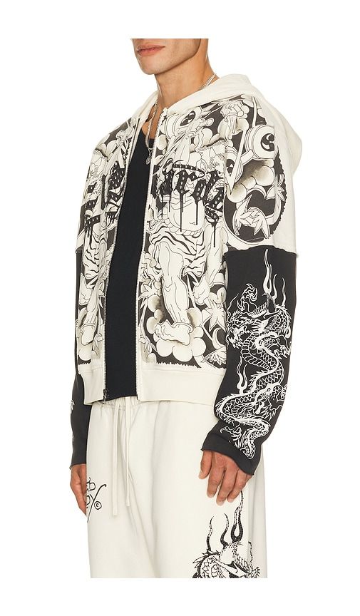 Japan Lion Rhinestone Hang Hoodie in White. - size S (also in M, L, XL/1X) - Ed Hardy - Modalova