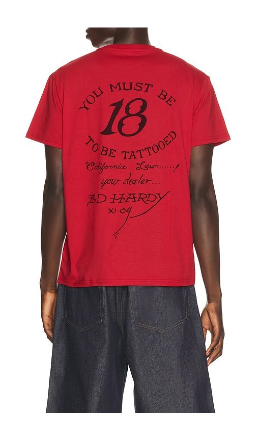 Firelord Rhinestone Throwback Tee in Red. - size L (also in M, S, XL/1X) - Ed Hardy - Modalova