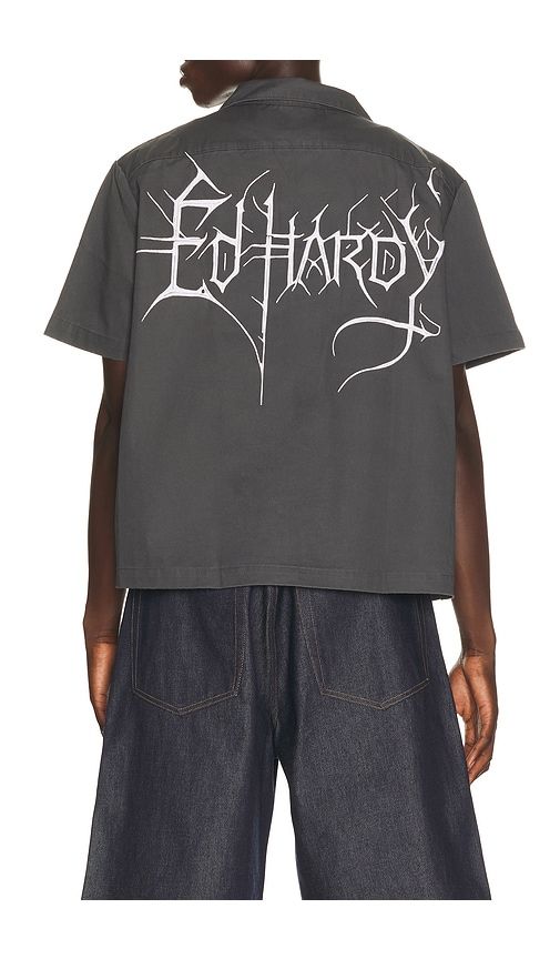 Skeles Workwear Shirt in Charcoal. - size L (also in M, S, XL/1X) - Ed Hardy - Modalova