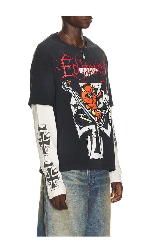 Devil Bike Boxy Hangdown Tee in Black & White. - size L (also in M, S, XL/1X) - Ed Hardy - Modalova