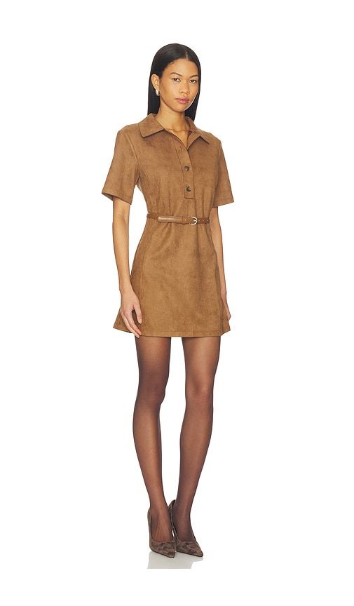 Ace Faux Suede Mini Dress in Brown. - size S (also in XS) - Elodie the Label - Modalova