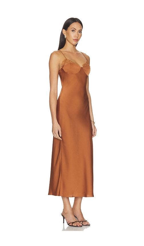 Nocturne Satin Slip Dress in Brown. - size L (also in M, XL, XS) - Elodie the Label - Modalova