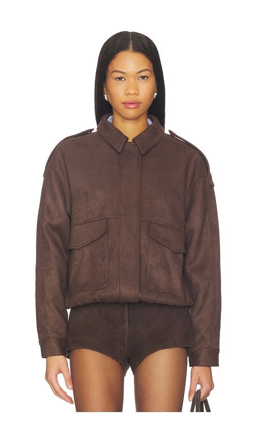 Elio Faux Suede Jacket in Chocolate. - size S (also in XS) - Elodie the Label - Modalova