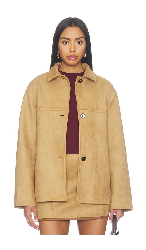 Terrain Belted Faux Suede Jacket in Tan. - size L (also in M, S, XL, XS) - Elodie the Label - Modalova