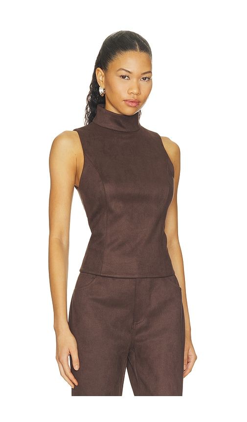 Etienne Faux Suede Top in Chocolate. - size L (also in M, S, XL, XS) - Elodie the Label - Modalova