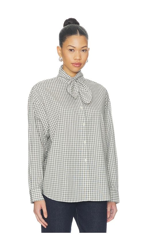 Clair Tie Neck Shirt in Black & White. - size L (also in M, S, XS) - Elodie the Label - Modalova