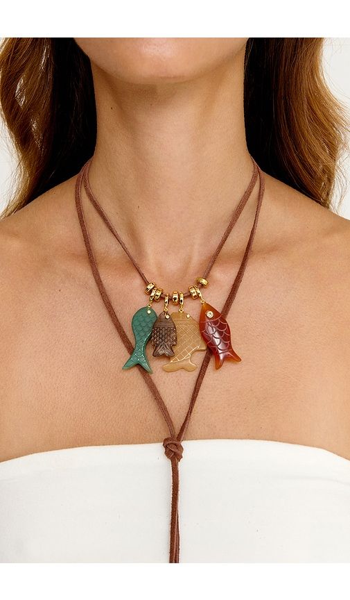 Fish Charm Wrap Necklace in Brown,Red - Eliou - Modalova