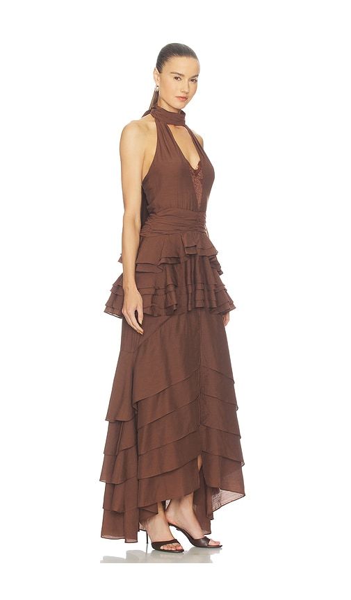 Rosera Halter Gown in Chocolate. - size L (also in M, S, XL, XS) - ELLIATT - Modalova