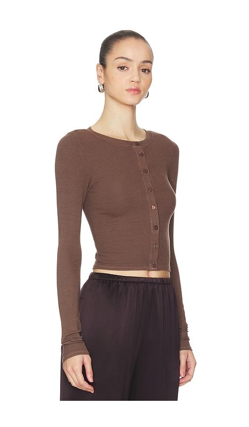 Silk Rib Essential Cardigan in Brown. - size L (also in S) - Enza Costa - Modalova