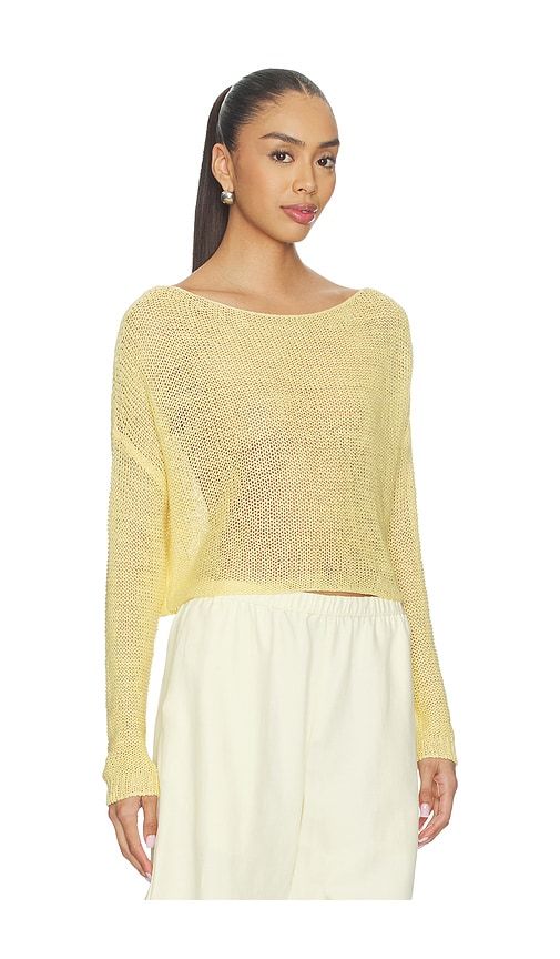 Linen Open Knit Bateau Sweater in Yellow. - size L (also in M, S, XS) - Enza Costa - Modalova