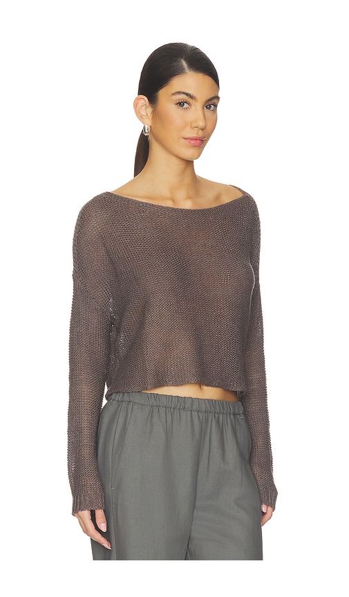 Linen Open Knit Bateau Sweater in Chocolate. - size M (also in S) - Enza Costa - Modalova
