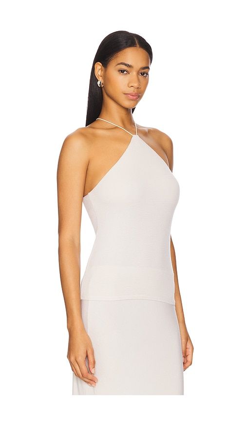 Silk Knit Halter Tank Top in Beige. - size L (also in XS) - Enza Costa - Modalova