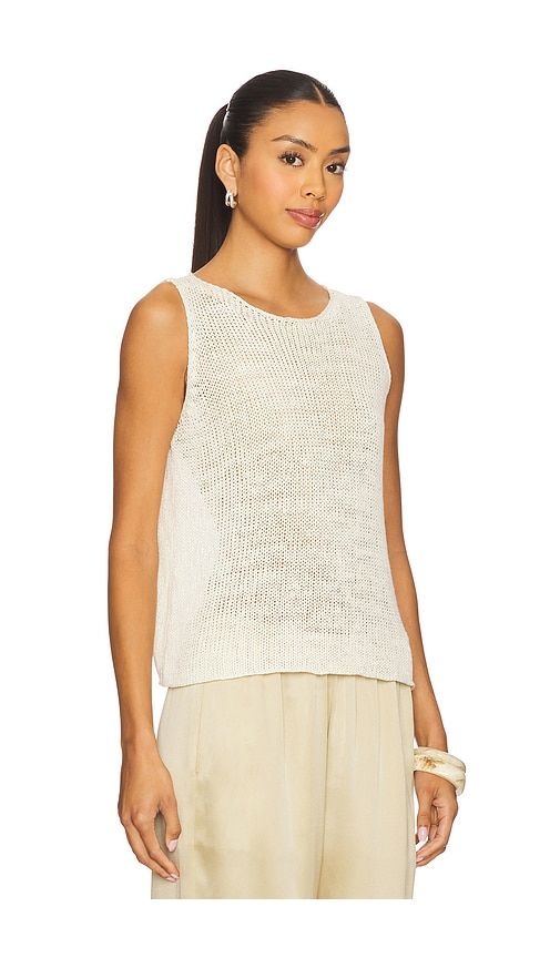Linen Open Knit Tank Top in Beige. - size L (also in S, XL) - Enza Costa - Modalova