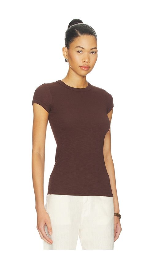 Textured Rib Cap Sleeve Crew in . - size M (also in S, XS) - Enza Costa - Modalova