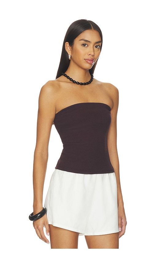 Cotton Rib Bandeau Top in Burgundy. - size L (also in M, S, XL) - Enza Costa - Modalova