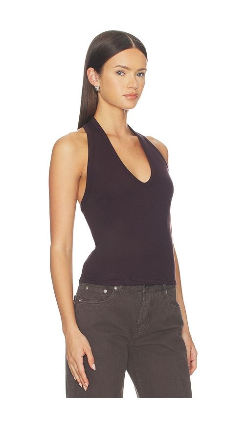 Cotton Rib U Halter in Wine. - size L (also in M, S) - Enza Costa - Modalova