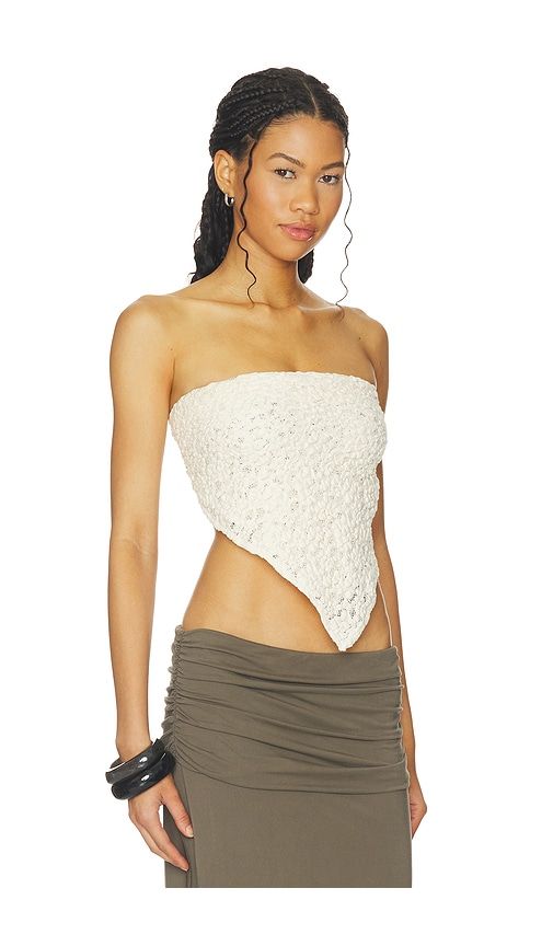 Puckered Lace Scarf Top in White - Enza Costa - Modalova