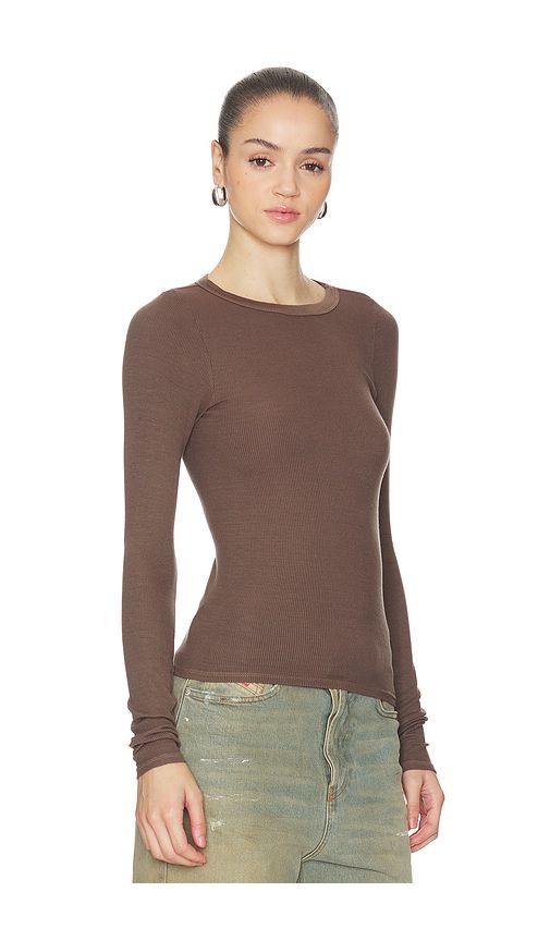 Silk Rib Essential Crew in Brown. - size S (also in XS) - Enza Costa - Modalova