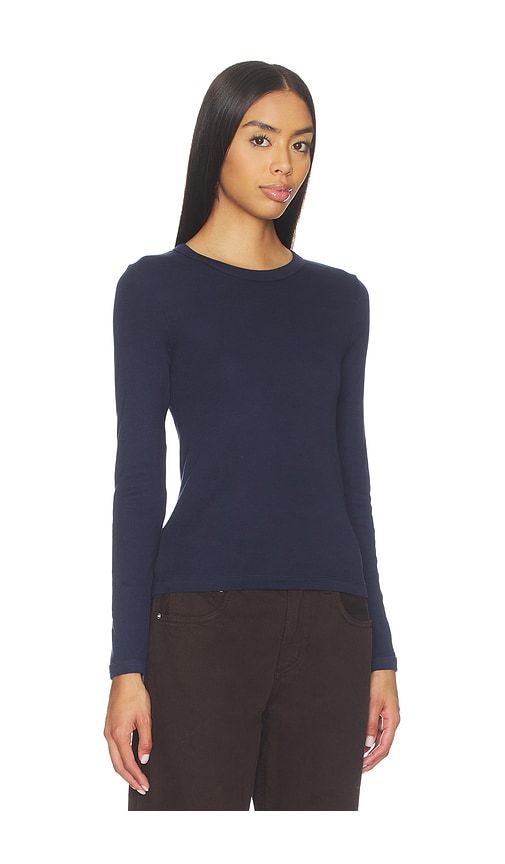 Supima Classic Long Sleeve Tee in Navy. - size L (also in M, S, XS) - Enza Costa - Modalova