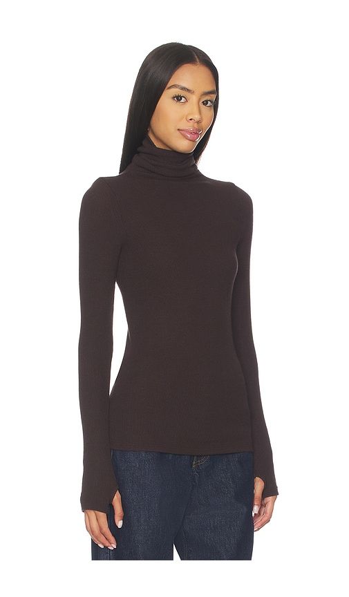 Sweater Knit Turtleneck Top in Chocolate. - size L (also in M, S, XS) - Enza Costa - Modalova