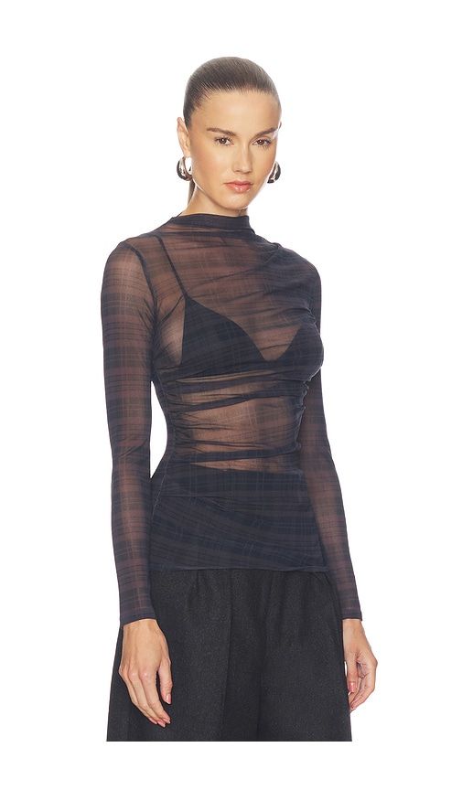 Mesh Longsleeve Twist Top in Grey. - size L (also in M, S, XL, XS) - Enza Costa - Modalova