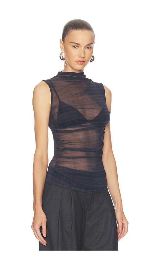 Mesh Sleeveless Twist Top in Grey. - size L (also in M, S, XL, XS) - Enza Costa - Modalova
