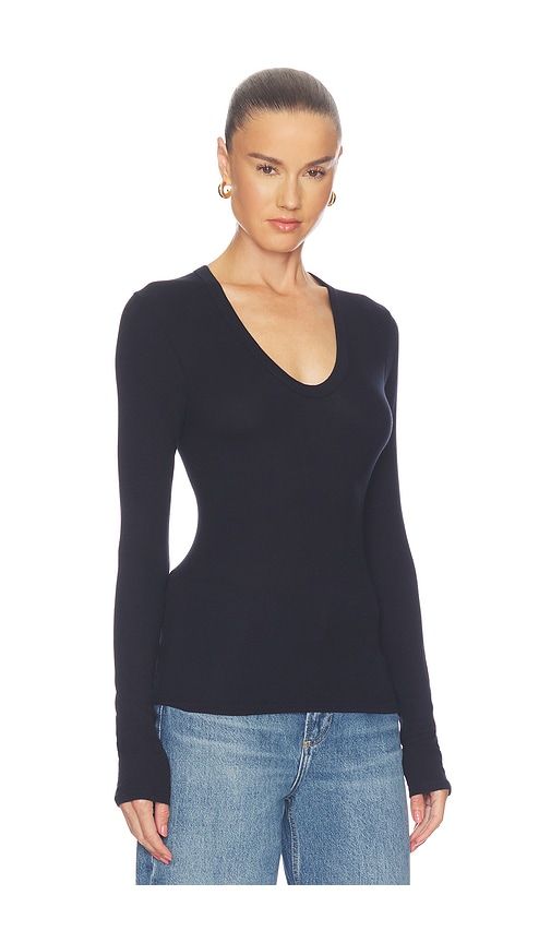 Silk Rib Essential U Tee in Black. - size XS (also in S, M, L, XL) - Enza Costa - Modalova