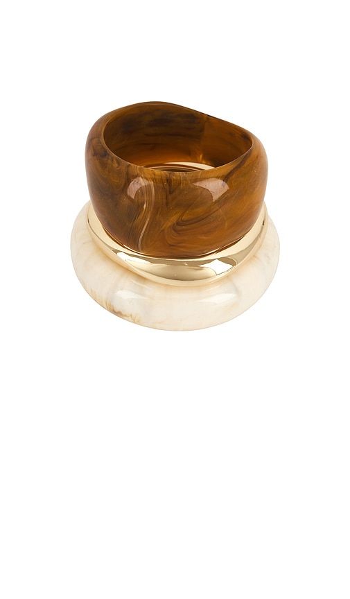 Bangles Set Of 3 in Brown,Metallic - Epifene - Modalova