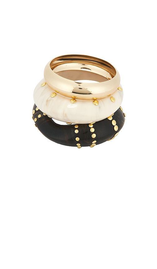 Studded Bangles Set Of 3 in Metallic ,Brown - Epifene - Modalova