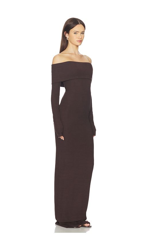 Long Sleeve Off Shoulder Maxi Dress in Chocolate. - size M (also in S) - Eterne - Modalova