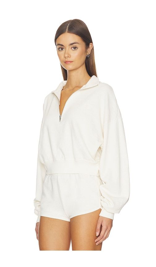 Cropped Half-zip Sweatshirt in Ivory. - size M (also in S, XL, XS) - Eterne - Modalova