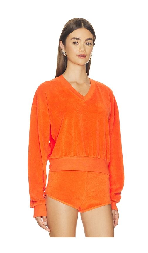 Cropped V-Neck Sweatshirt in Orange. - size L (also in M, S, XL, XS) - Eterne - Modalova